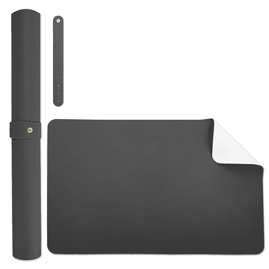 Double-sided Nail Table Mat for Nail tech - Soft Microfiber PU Leather Nail Desk Mat - Foldable Nail Art Table Mat Acetone Resistant for Nails Salon Home (Black-White) (Mat Only)