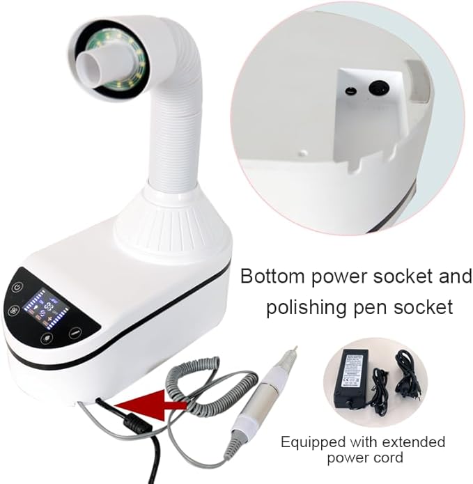 Nail Dust Collector Equipment Nail Manicure Vacuum Cleaner with LCD Display (Vacuum Cleaner+Nail Drill Pen)