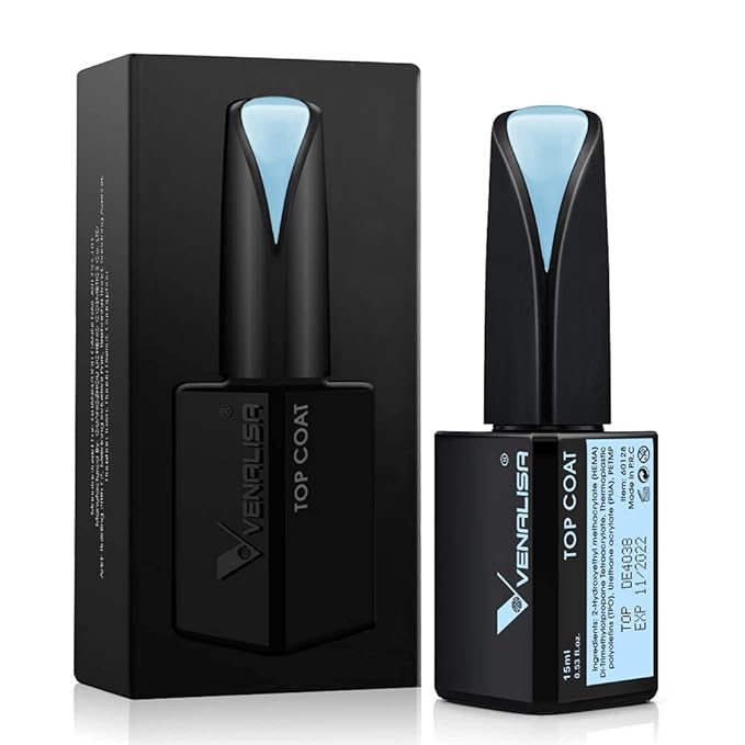 VENALISA 15ML No Wipe Tempered Top Coat - Scratch Resistant High Gloss Soak Off Gel Nail Polish Finish Long Lasting Set Gel Nail Kit