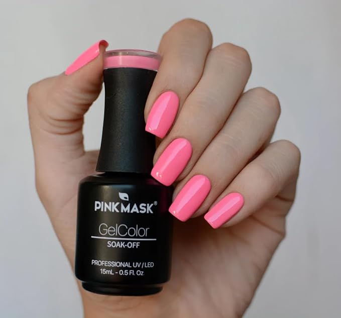 PINK MASK Gel Color Nail Polish Hiller Lake 15ml / o.5 oz - UV/LED Gel Polish, Non Wipe, Long Lasting, Soak Off Formula