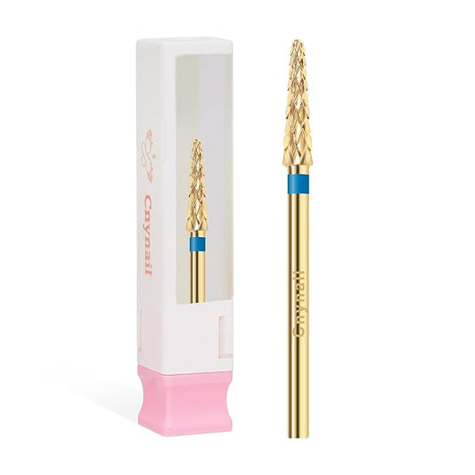 3/32" Small Cone Clean Medium Grit Carbide Cuticle Cleaner Bit for Electric Nail Drills – Professional Manicure Tool for Nail Salons and Home Use (M Grit. Gold)