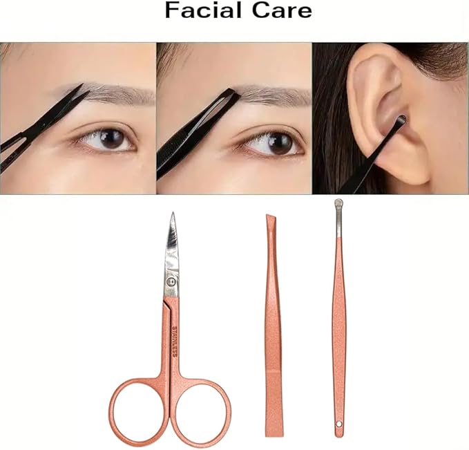 Manicure Set Nail Clipper Kit Personal Care Manicure Pedicure Set Mens Womens Accessories Nail Grooming Kit Personal Care Set (Pink and Black)