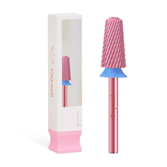 3/32" Large Tapered Smooth Top Bit Tungsten Carbide Nail Drill Bit Safety Bit for Gel & Acrylic Removal, 2- Way Rotating Efile Tip, Salon Electric File Accessory (M Girt, Rose Red)