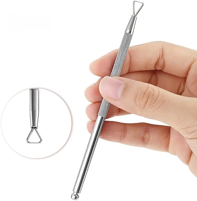 2PCS Silver Stainless Steel Cuticle Pushers – Triangle Cuticle Peeler & Scraper – Nail Art Gel Polish Remover Tools for Manicure & Pedicure, Fingernail & Toenail Care