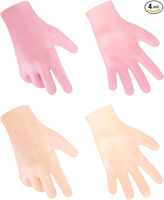 MoyRetty Silicone Moisturizing Gloves 2 Pairs, Flexible & Durable, Ideal for Dry Hands, Home Spa Experience - Pink & Beige