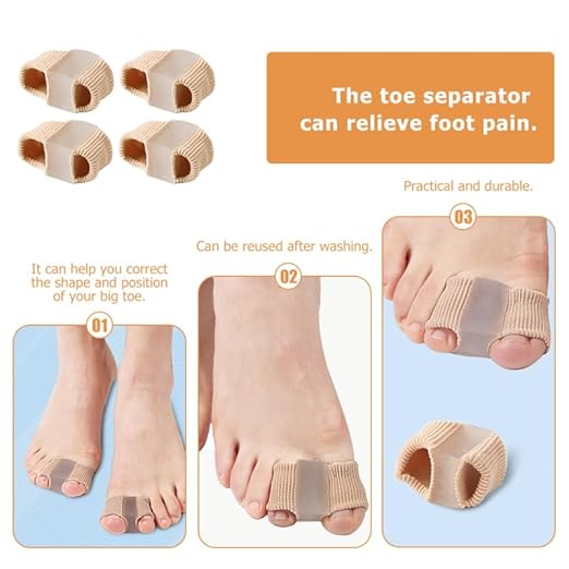 Baluue 4Pcs Ergonomic Woven Separator Comfortable Foot Care Tool for Space Cover for Hallux and Little Durable Design for Long Term Use