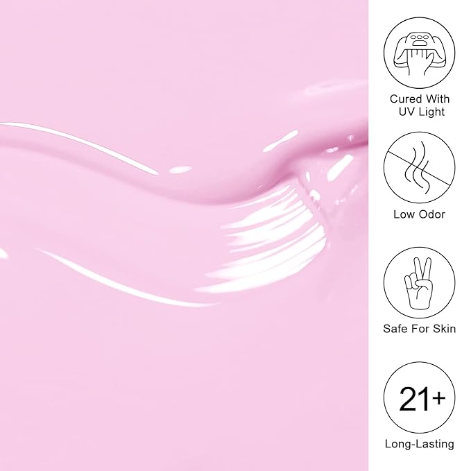 Imtiti Pink Gel Nail Polish, Milky Pink Nail Gel Polish High Gloss Soak Off UV LED Spring Summer Nail Art Manicure Salon DIY Design 10ML