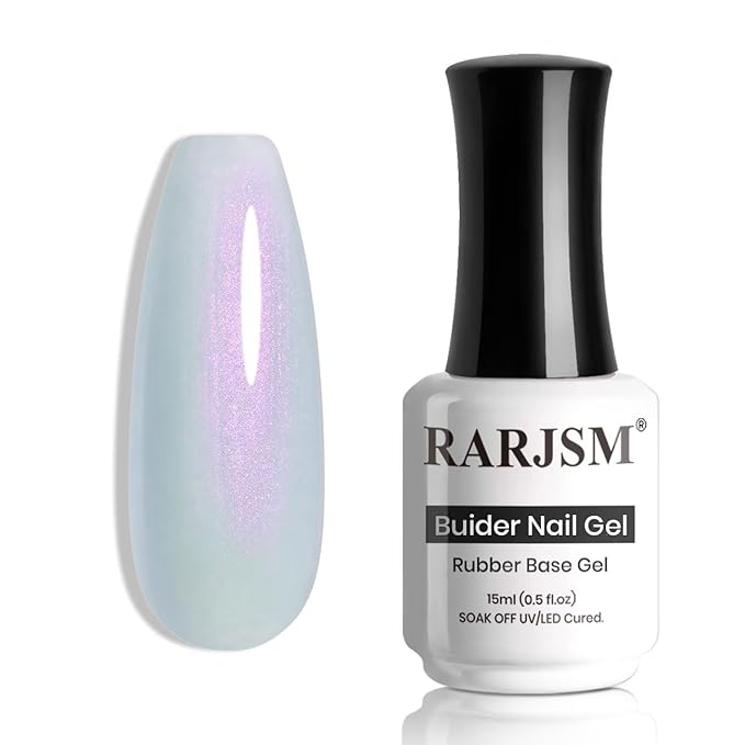 RARJSM Gel Builder for Nail Pearl Blue Hard Gel in a Bottle Mermaid Shell Glitter Blue Pearlescent Thick Extension Structure Gel Polish 15ml Soak Off Curing Requires Salon Home DIY Beginner Use