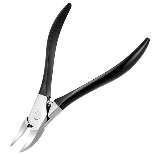 Cuticle Nippers Black Stainless Steel Cuticle Remover Nippers Rubber Professional Manicure and Pedicure-Cuticle Remover Tools 4mm Rubber Coated Handle Manicure Tools