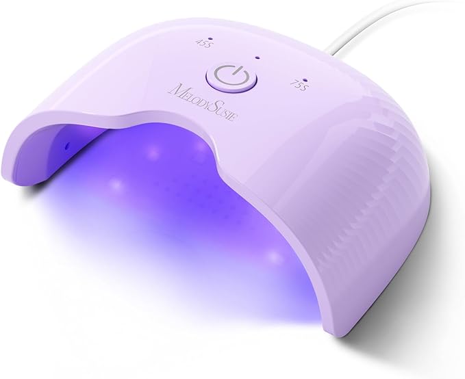 MelodySusie Small LED UV Nail Lamp with Lightweight Design, P-ART06F Nail Dryer with Simple Button Control Cures All Soft Gels at Home, Especially Half-Cured Gel, Base Coat & Top Coat Purple