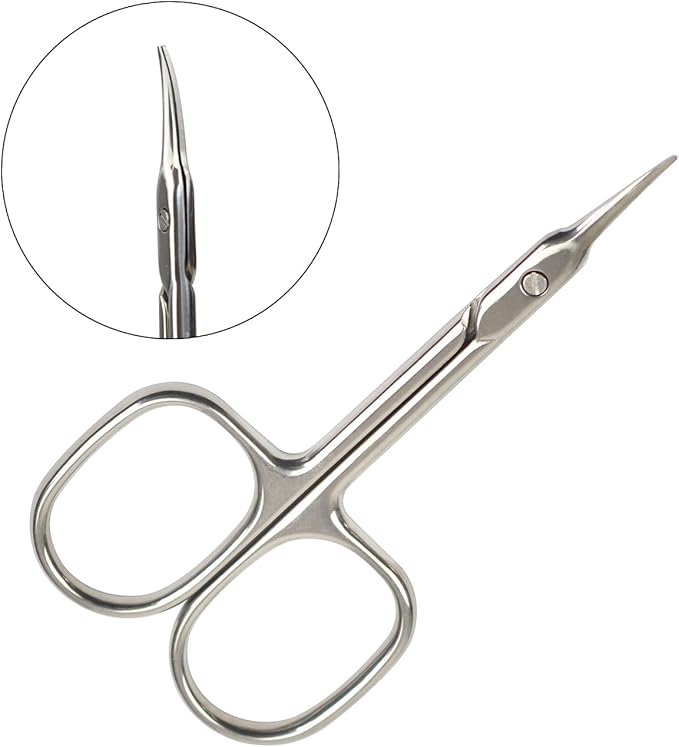 Cuticle Scissors Nail Scissors Multi-purpose Beauty Scissors for Eyebrow Eyelash Trim Nail and Dry Skin (Curved Tip)