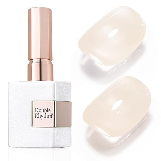 Double Rhythm Gel Polish 15ML Jelly Sheer Pastel Light Milky Color Pearl White Bottle 1 PC 0.5 OZ Full Size Nail Art Salon at Home (Translucent White-D1482)