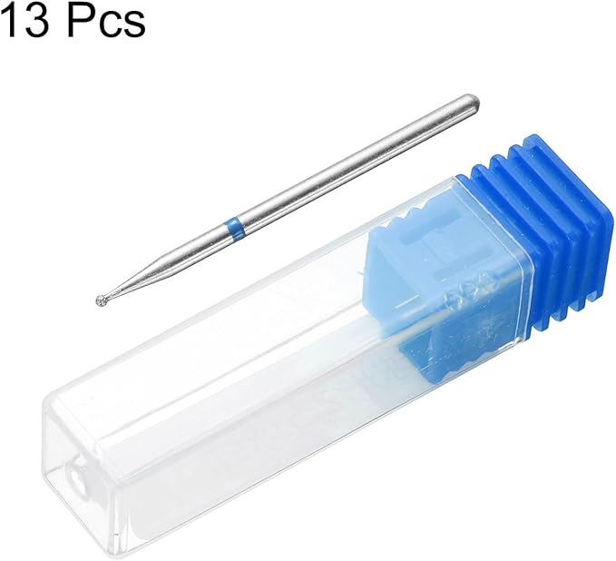 HARFINGTON 13pcs 120-140 Grits Diamond Grinding Bit 1mm Ball Head 2.35mm Shank 1mm Length Stone Sanding Drill Bits Rotary Tool for Ceramic Glass Nails Grinding Polishing