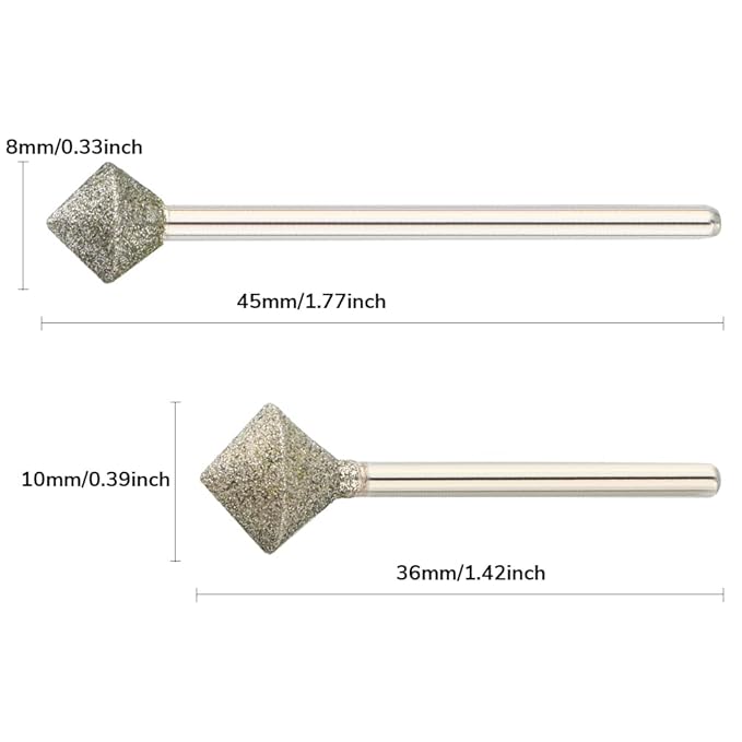 QUNZHAO 2Pcs Diamond Nail Drill Bits French Manicure Emery tool,Drill Machine Accessories Remove Nail Art Design Manicure（01 set)