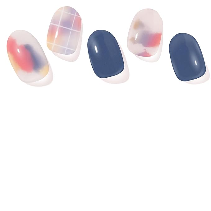 Semi Cured Gel Nail Strips,28 PCS Gel Nail Stickers Wraps(Street Color),UV Light/Led Lamp Required,Long Lasting UV Stickers Easy to Apply