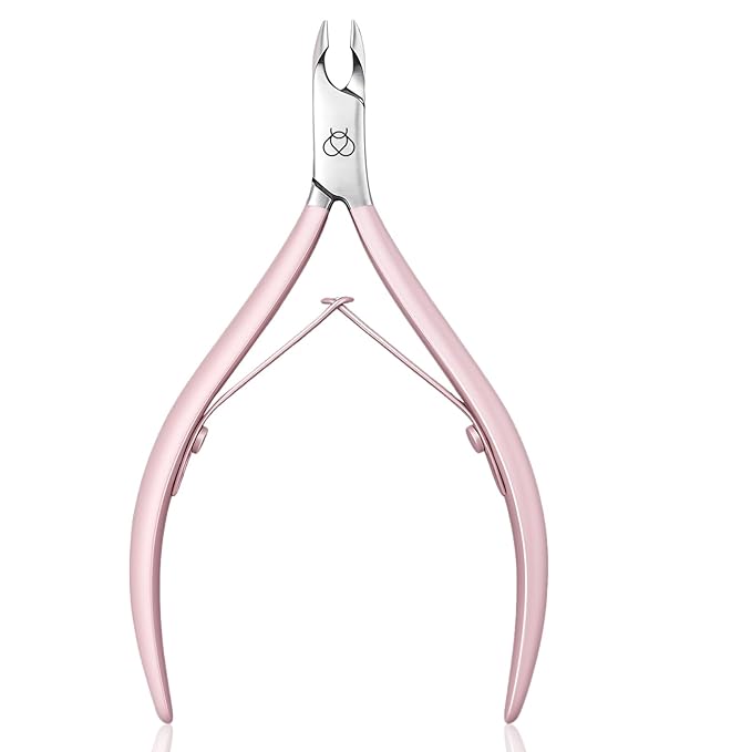 Beetles Cuticle Trimmer Nail Cuticle Nippers 0.16 Inch Fine Jaw Cuticles Cutter Stainless Steel Cuticles Remover Scissors Beginner Friendly Nail Art Tools for Manicure Care Pink