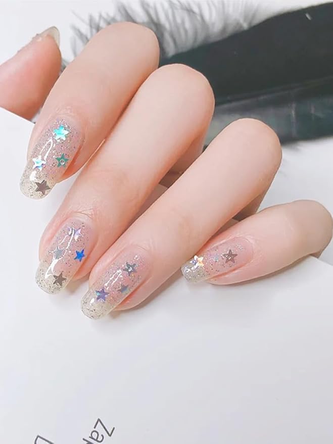 30 Sheets Silver Nail Stickers Aurora Nail Art Stickers 3D Embossed Self Adhesive Nail Decals Holographic Line Letter Nails Design Summer Nail Art Decals for Women Manicure DIY Decoration