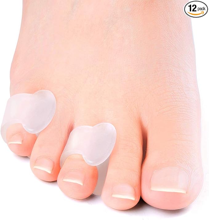 Welnove Gel Toe Separator, Pinky Toe Spacers, Little Toe Cushions, Small Toe Sleeves for Preventing Rubbing & Reducing Pressure (Pack of 12, Transparent)