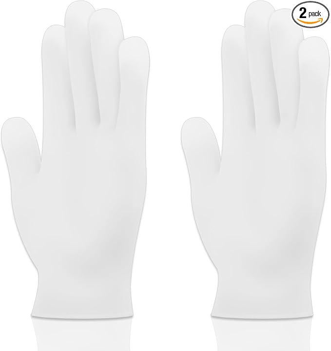 1Pair White Silicone Moisturizing Gloves, Hand Care Silicone Gloves for Repairing Dry Hand, Anti Slip Aloe Lotion Gloves, Reusable Hand Mask Moisturizing Glove Calluses