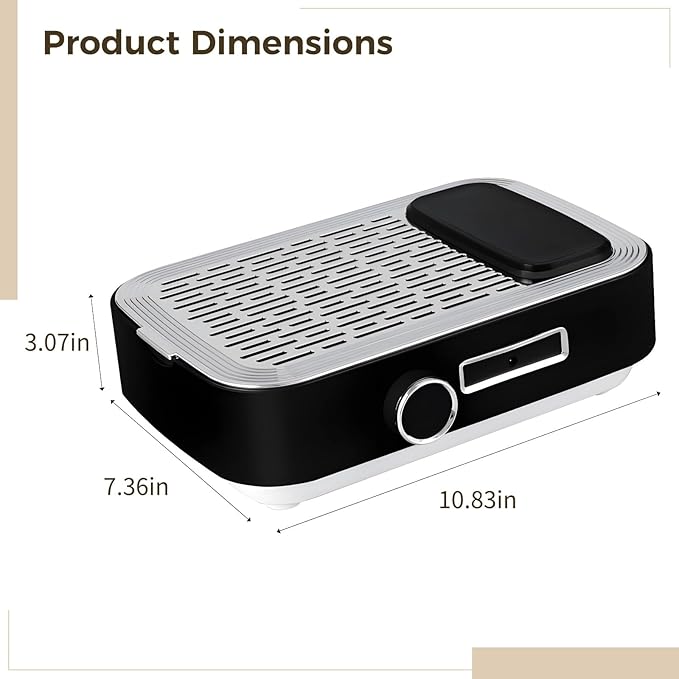 Homaisson 80W Cordless Nail Dust Collector, Rechargeable Desktop Nail Dust Vacuum for Manicures, Low Noise Vacuum Nail Fan with Adjustable Speed