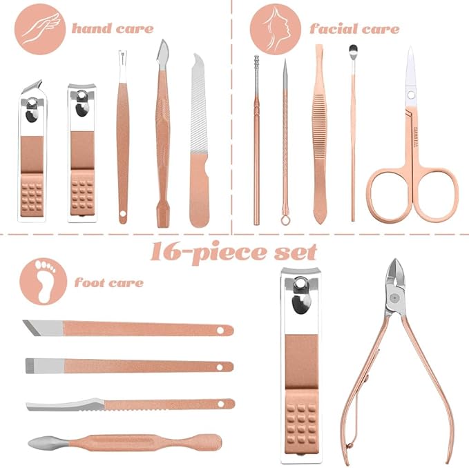 Nail Clipper Set,Stocking Stuffers for Adults,Manicure Kit,Nail Clippers for Men Women,Christmas Gifts for Men Women,Christmas Stocking Stuffers,Toenail Clippers,Cuticle Trimmer,Nail Kit 16 in 1