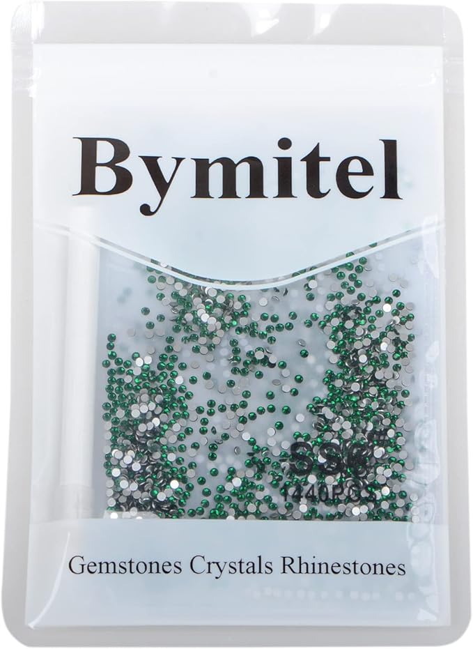 2880PCS Art Nail Rhinestones Non Hotfix Glue Fix Round Crystals Glass Flatback for DIY Jewelry Making with one Picking Pen (ss6 2880pcs, Emerald)