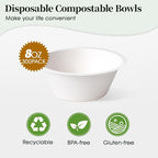 300 Pack 8 oz Compostable Paper Bowls Disposable, Suitable - Image 2