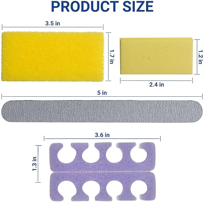 4-Piece Pedicure Kit, 200-Count – Individually Packed, Includes Purple Pumice Pad, Wood Nail File 80/100 Grit, Mini Buffer, Toe Separators – Professional Disposable Pedicure Supplies
