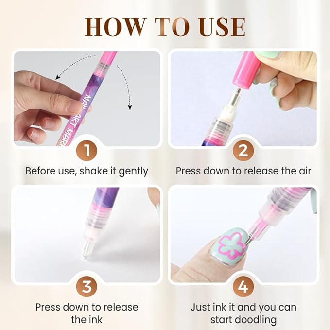 12 Colors Nail Art Pens Set, 3D Nail Art Markers Doodle Pen for Kids Adults, Nail Art Tools for Dotting Drawing Painting Point Liner DIY (3Sets)