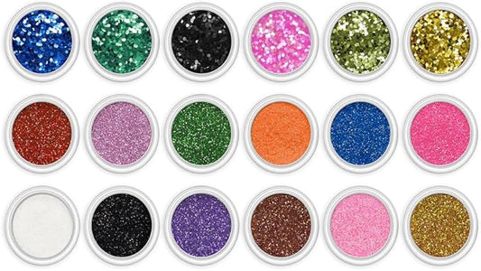 18Colour Nail Glitter for Dazzling Nail Art Professional Quality Glitter for Nails Sparkling Glitter Powder Appropriate for Nail Designs BodyGlitter Appropriate for DIY Nail Decorations
