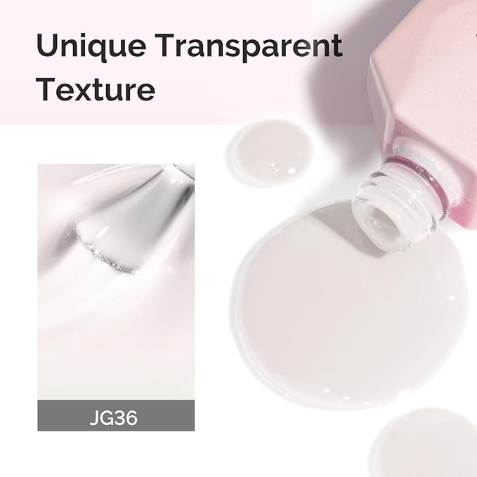 MelodySusie Milky White Gel Nail Polish, 0.5Fl.oz Jeweliver Gel Polish Milky Natural Color Sheer Soak Off UV LED Light Cure Gift for Women Girls Nail Art Manicure DIY at Home JG36