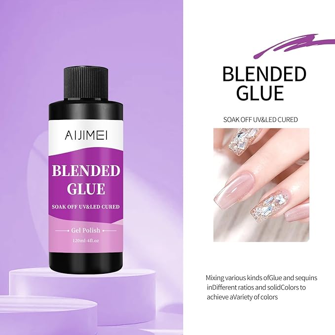 AIJIMEI 4fl.oz Clear Nail Blending Glue, Nail Polish Thinner Glue for Blending, diluting, Mixing Glitter Powder Mixer Gel Polish Dilution Color Sequins MixingGlue 120ml for Nail Designer
