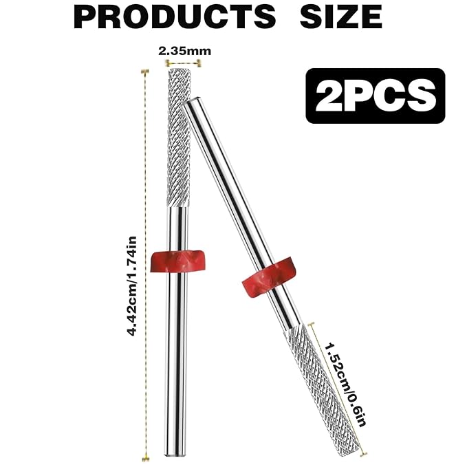2Pcs Nail Drill Bits, Nail Drill Bits Cuticle Bit for Nail Drill Suitable for Electric Nail File, Nail Bits Cuticle Drill Bits for Nails Cleans Dead Nail Supplies Carbide Drill Bits Remover