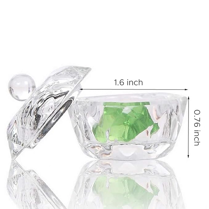 Karlash Nail Art Acrylic Liquid Powder Dappen Dish With Lid Clear Glass Crystal Cup Glassware Tools Glass Dappen Dish Nail Crystal Bowl Glass… (Pack of 2)