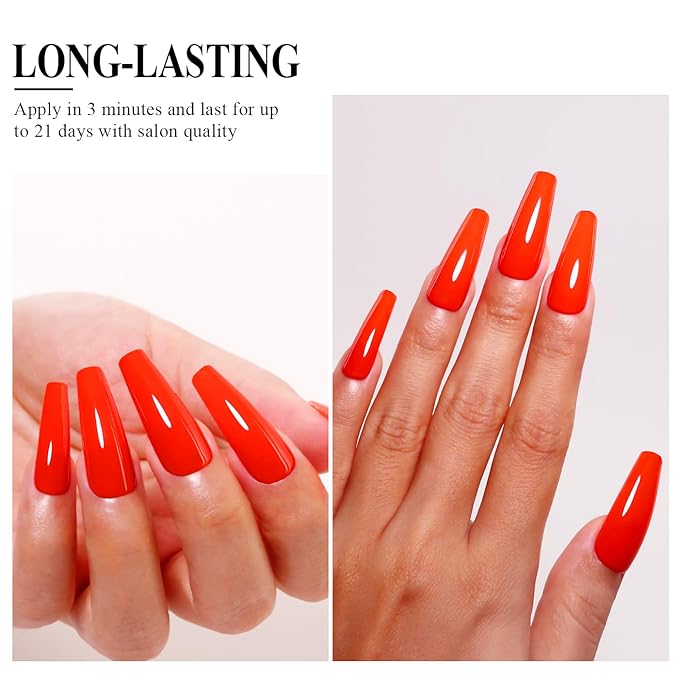 Imtiti Neon Gel Nail Polish, 15ML Orange Red Gel Polish spring summer Soak Off LED UV DIY Nail Art Starter Manicure Salon