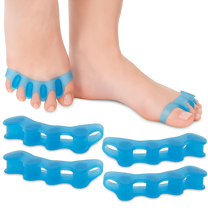 ViveSole Toe Spacers for Women & Men (4 PCS) - Silicone Gel Toe Separators & Spreaders for Pedicure & Plantar Fasciitis - Bunion Corrector, Hammer Toe Straightener & Stretcher for Pain Relief (Small)