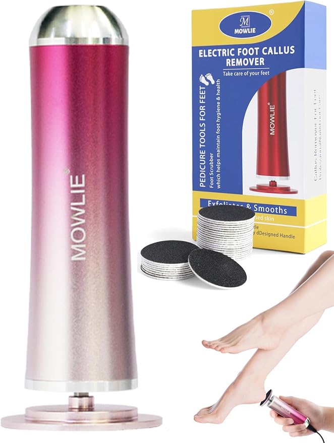 Electric Foot Callus Remover,Foot Scrubber & Callus Remover for Feet Foot Spa Pedicure Tool with 60 Grinding Discs Professional Electric Foot File Ideal (Light Pink)