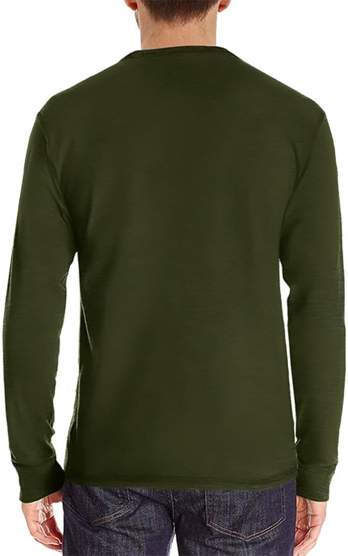 Lexiart Mens Fashion Henley Shirts Long Sleeve Button Cotton T-Shirt with Pocket