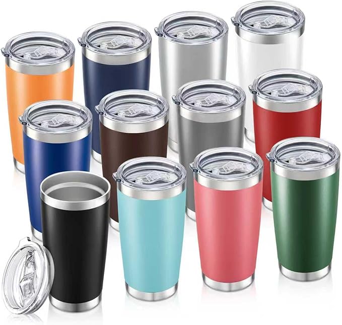 20oz Tumbler Bulk with Lid Stainless Steel Tumblers, 12 Pack | Leak Proof Lid by Unknown