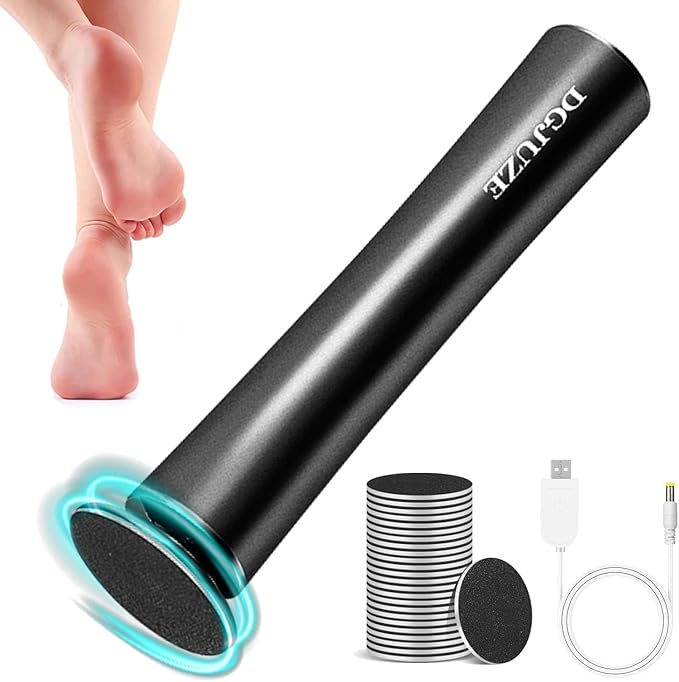 Cordless Electric Foot Callus Remover,Rechargeable Grinder Tool for Feet Dead Skin,Professional Pedicure File Heel Sander Tools with 60pcs Sandpaper Pads(Black)