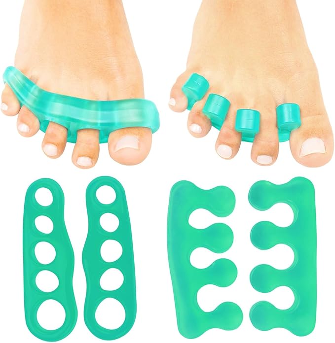 ViveSole Toe Separators for Men & Women Medium (2 Pairs) - Silicone Gel Spreaders - Therapeutic Spa Stretchers for Plantar Fasciitis, Bunions, Overlapping Hammer Toe Spacers - Metatarsal Yoga Cushion