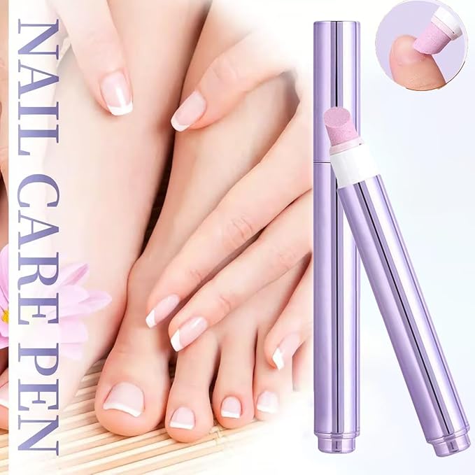 2025 Upgrade 3-in-1 Nail Care Pen, Ceramic Cuticle Pusher with Oil, Refillable Cuticle Oil Pen, Nail Buffer & Strengthener for Dry, Brittle Nails (1)