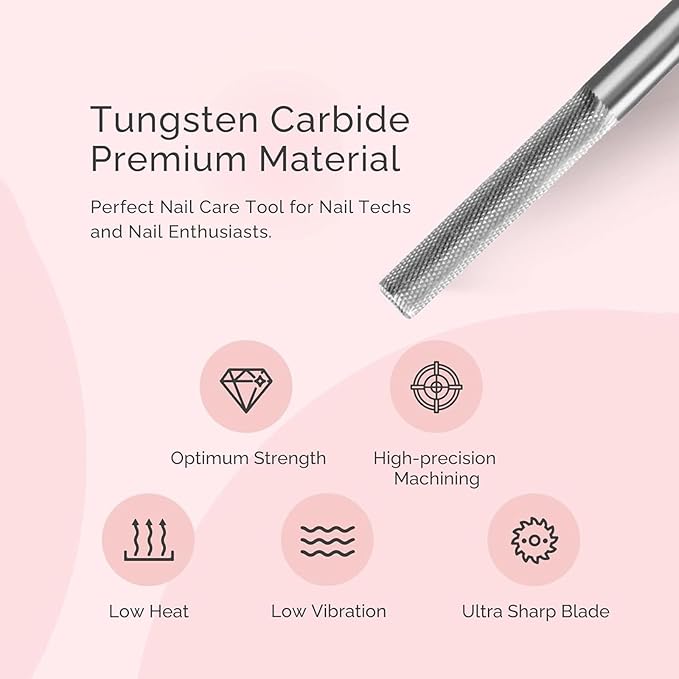 MelodySusie Nature Nail Buffer Nail Drill Bit 3/32'', Professional Safety Carbide Nail Bit for Nature Nail Bed File Cuticle Dead Skin Cleaning Nail Prepare, Two Way Rotate, Manicure Nail Salon Supply