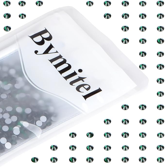 1440PCS Art Nail Rhinestones Non Hotfix Glue Fix Round Crystals Glass Flatback for DIY Jewelry Making with one Picking Pen (ss20 1440pcs, Emerald)