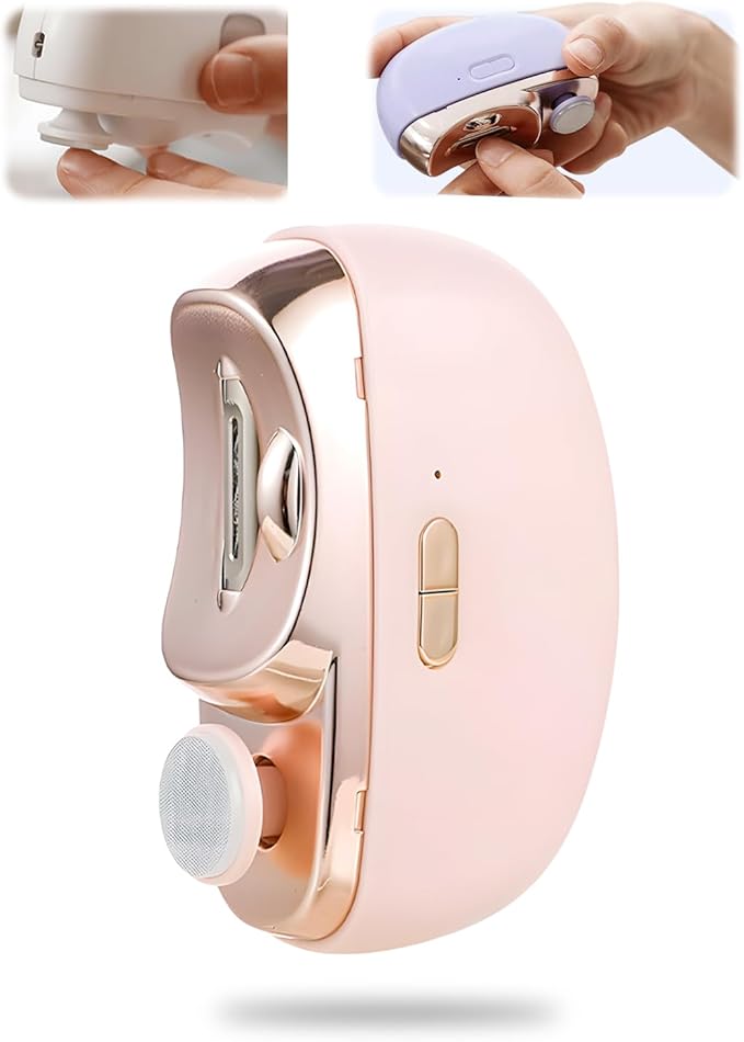 3 in 1 Electric Polishing Automatic Nail Clippers, 2025 New Electric Nail Trimmer Clippers for Fingers and Toes, Electric Toe Nail Cutter for Thick Toenails Seniors (Pink)