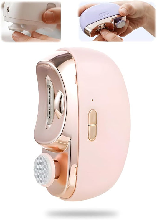 3 in 1 Electric Polishing Automatic Nail Clippers, 2025 New Electric Nail Trimmer Clippers for Fingers and Toes, Electric Toe Nail Cutter for Thick Toenails Seniors (Pink)