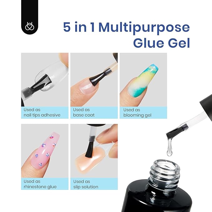 Beetles Gel Nail Kit Almond Nail Tips Easy Nail Extension Set 9 In 1 Nail Glue Gel with Pre shaped Medium Almond Nail Tips & UV Nail Lamp Acrylic Nail Clipper DIY Art Gifts for Her
