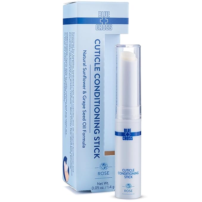 Blue Cross Cuticle Balm Conditioning Stick, Scented Cuticle Softener Oil Balm with Nourishing Sunflower & Grape Seed Oil, Professional Nail Care Supports Dry + Damaged Cuticles, 0.05oz, Rose