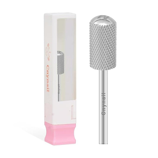 3/32" Large Barrel Smooth Round Top Tungsten Carbide Nail Drill Bit Safety Bit for Gel & Acrylic Removal, 2-Way Rotating Efile Tip, Salon Electric File Accessory (M Grit, Silver)