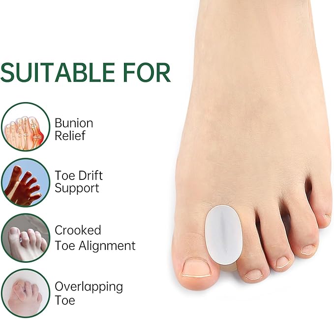 Gel Toe Spacers 12-Pack – Soft Silicone Toe Separators for Overlapping Toes, Bunions, Calluses, Bunion Toe Spacers for Women & Men, Big Toe Spacer